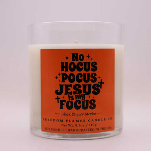 No Hocus Pocus, Jesus Is My Focus (8.5oz Black Cherry)